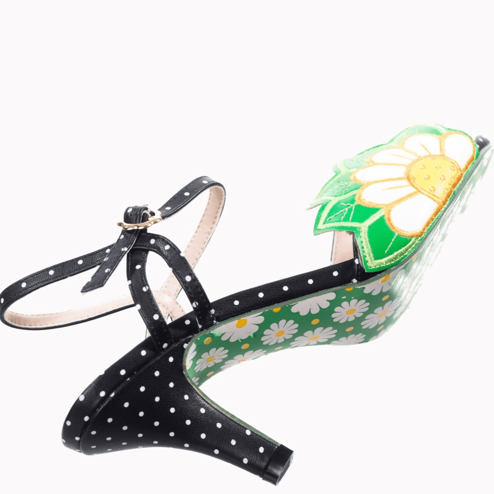 Crazy Daisy Vintage Style High Heeled Shoes By Banned Apparel BettyliciousUK