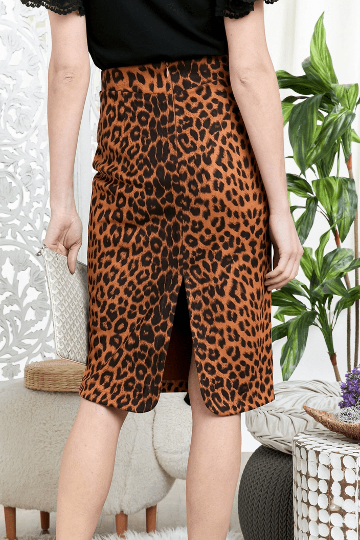 BettyliciousUK Skirt Dani and Davi Leopard Print High Waisted Midi Skirt
