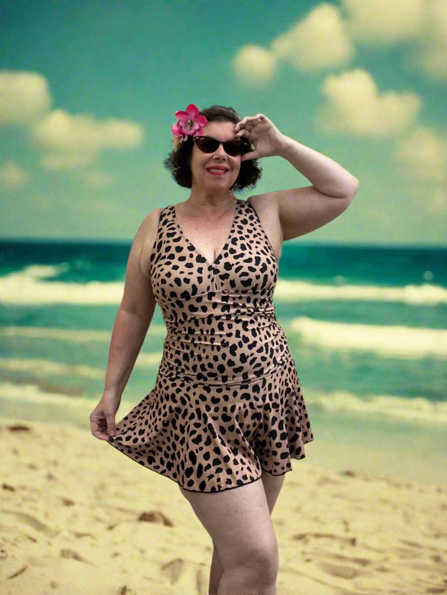 BettyliciousUK Swimdress Leopard Print Swimdress With Boy Shorts by Marina West Swim.