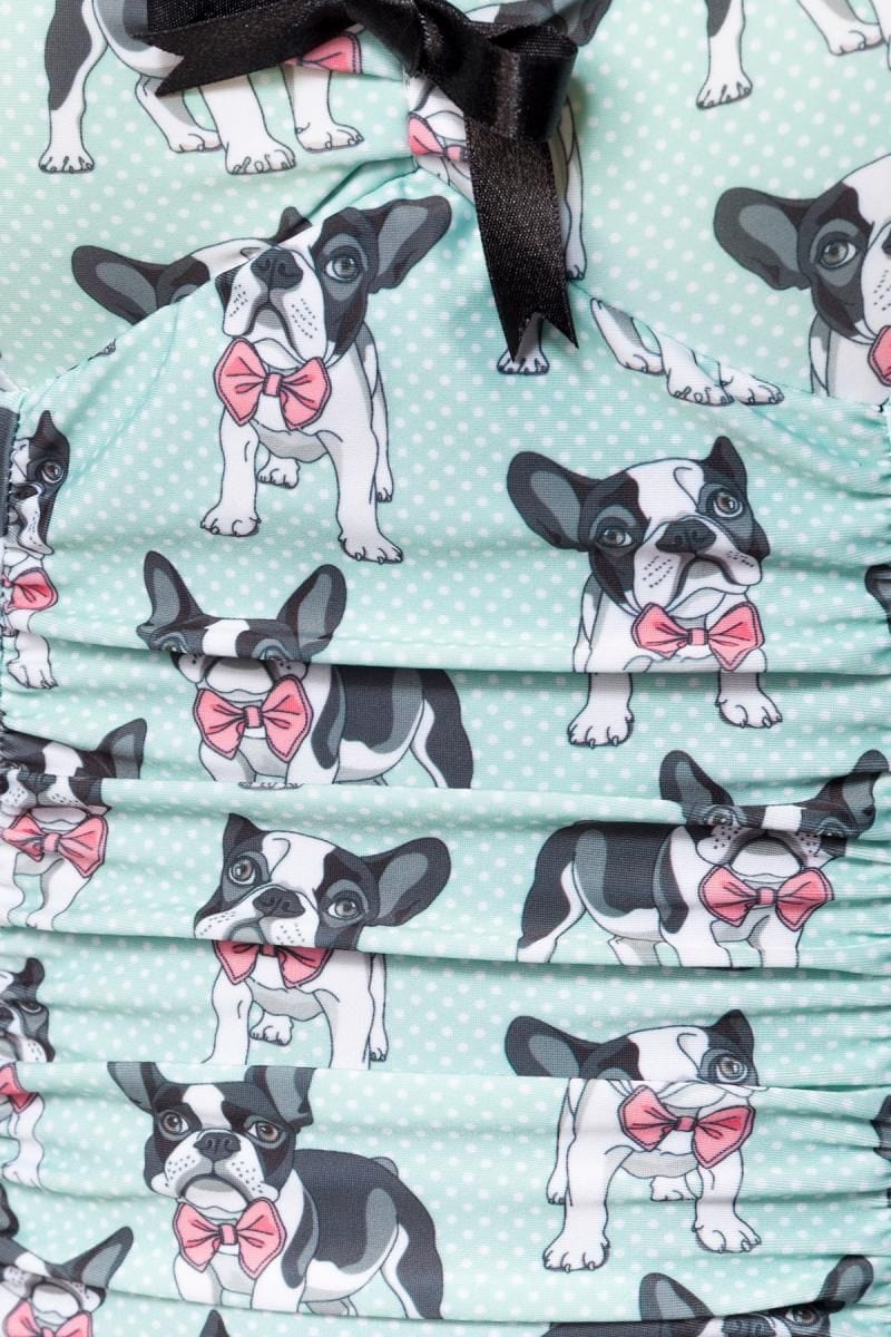 BettyliciousUK Swimdress PRE-ORDER Frenchie Print Vintage Style Swimdress by Belsira