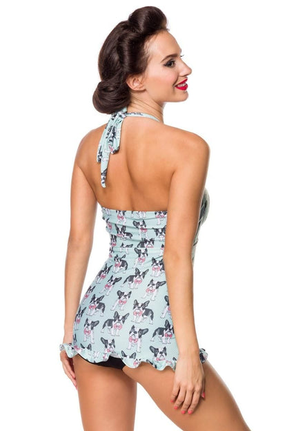 BettyliciousUK Swimdress PRE-ORDER Frenchie Print Vintage Style Swimdress by Belsira