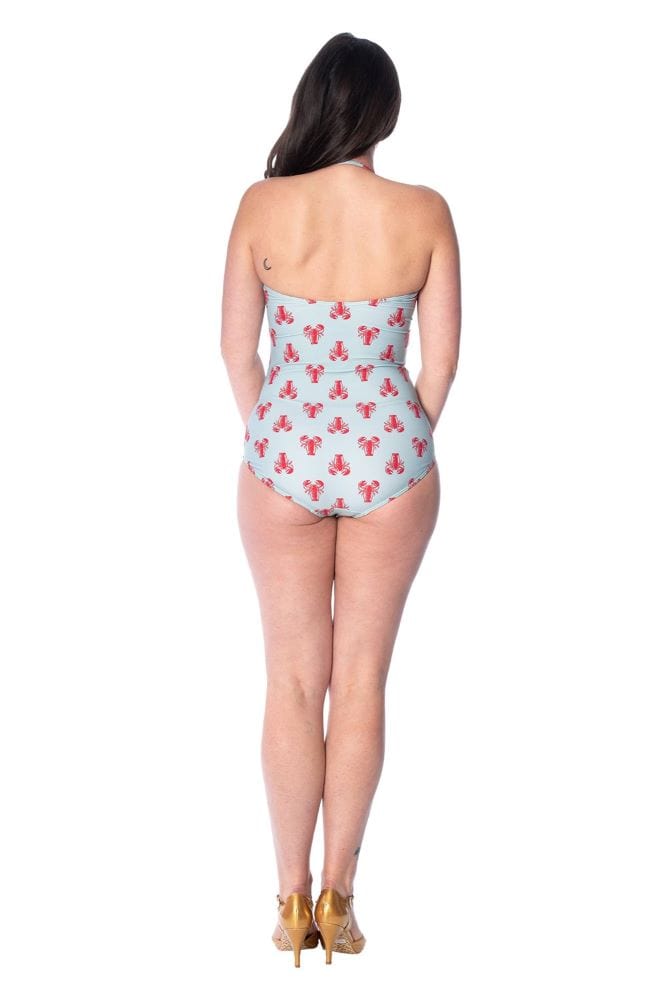 BettyliciousUK Swimsuit Banned Apparel Blue Lobster Print Swimsuit