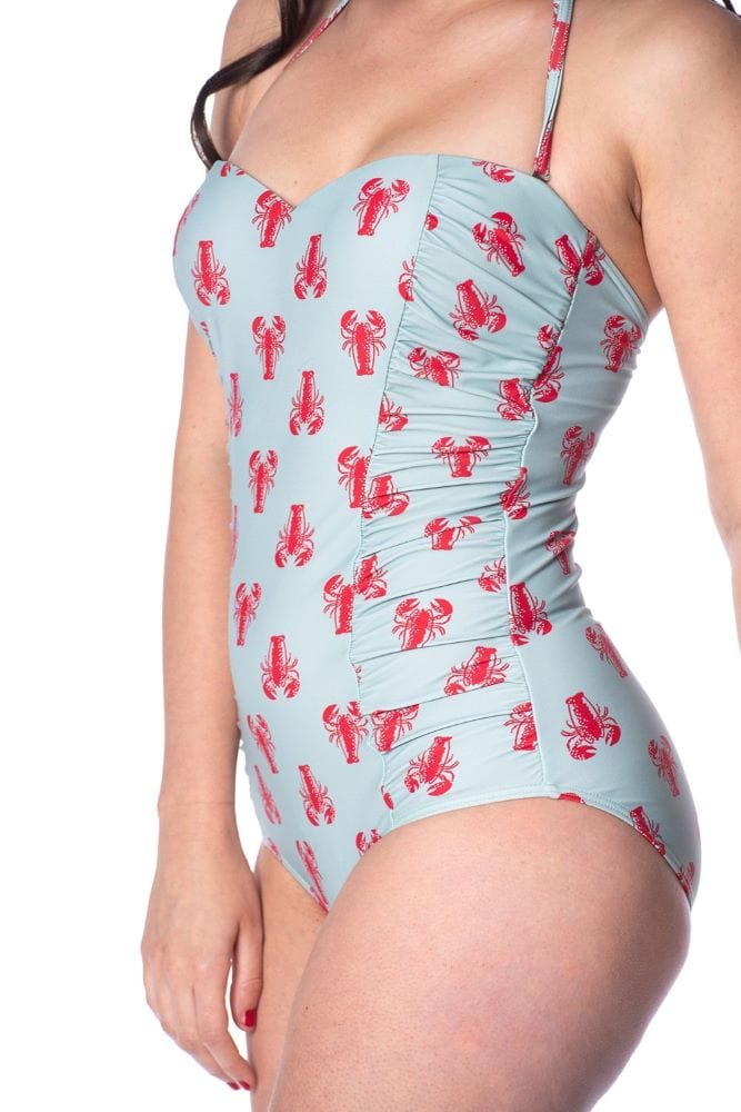 BettyliciousUK Swimsuit Banned Apparel Blue Lobster Print Swimsuit