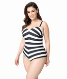 BettyliciousUK Swimsuit Barbie™ X Unique Vintage Black & White Chevron Stripe One Piece Bathing Suit