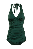 BettyliciousUK Swimsuit Bettie Page Emerald Green Halter Ruched Swimsuit