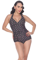 BettyliciousUK Swimsuit Bettie Page Flamingo Print Vintage Style Swimsuit