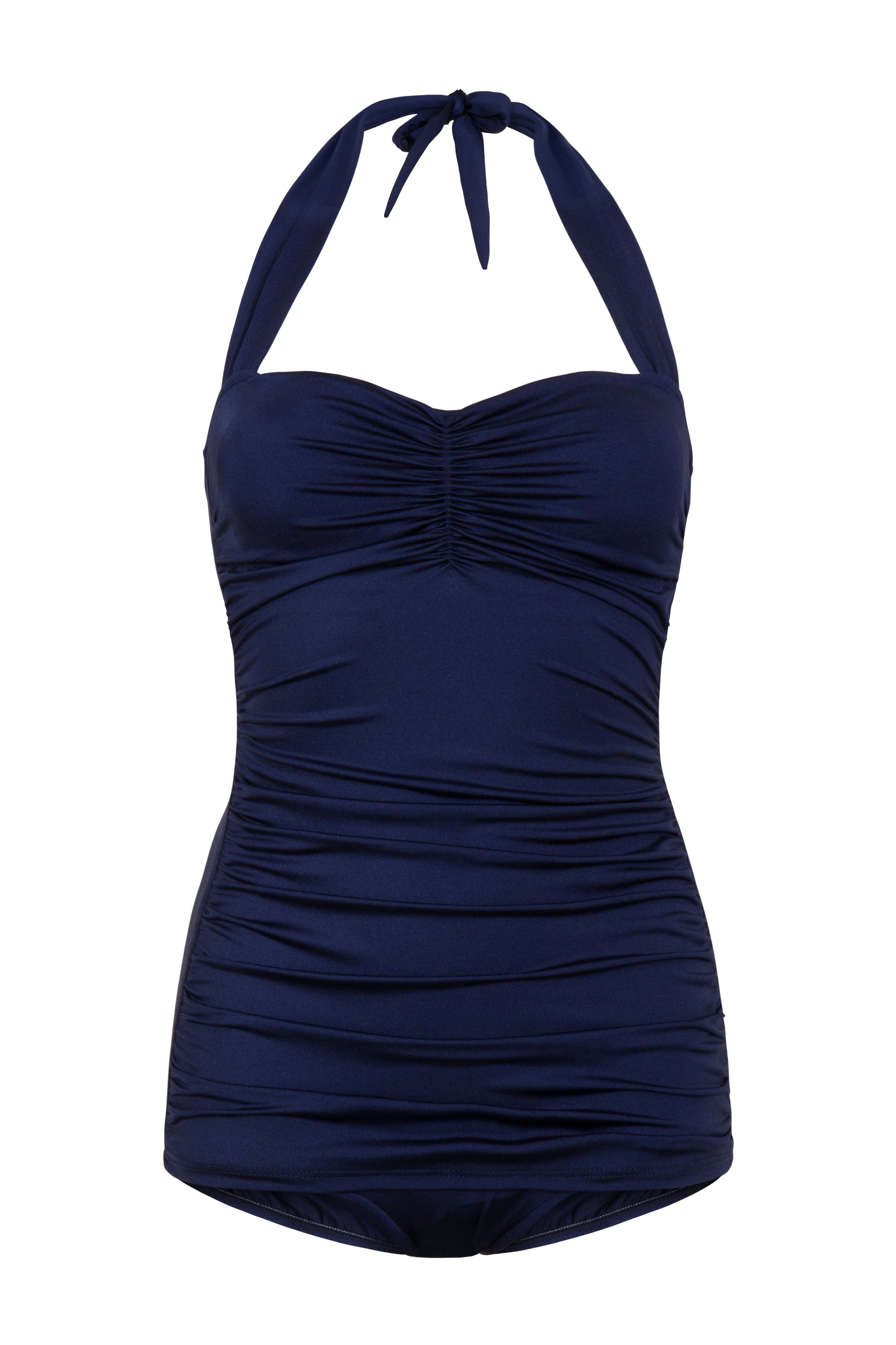 BettyliciousUK Swimsuit Esther Williams Navy Blue Vintage Style Swimsuit with Tummy Control