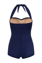 BettyliciousUK Swimsuit Esther Williams Navy Blue Vintage Style Swimsuit with Tummy Control