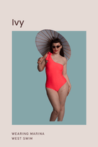 BettyliciousUK Swimsuit One-Off Shoulder Vintage Style Swimsuit with Tie Ribbon Pink/Coral by Marina West Swim