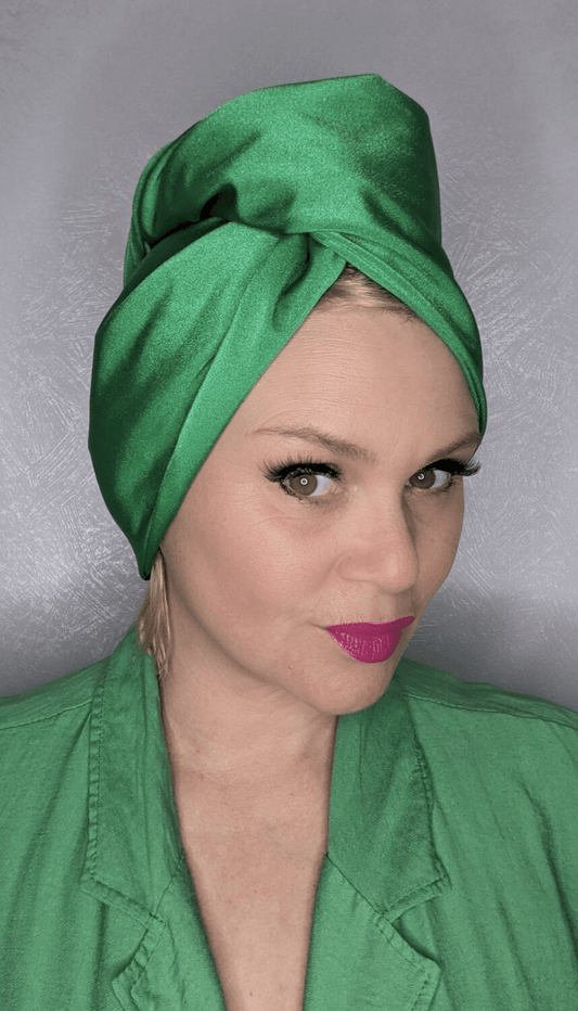 BettyliciousUK Turban Emerald Green Stretch Lycra Vintage Style Turban by Bebopa Hairbands.