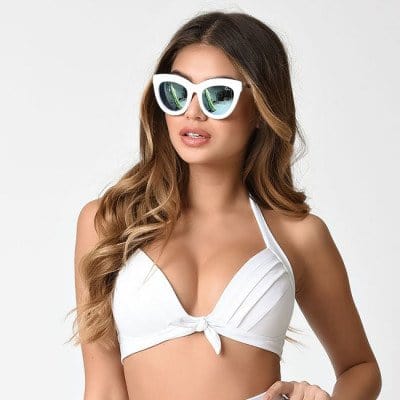 BettyliciousUK Unique Vintage White Monroe Bikini Top