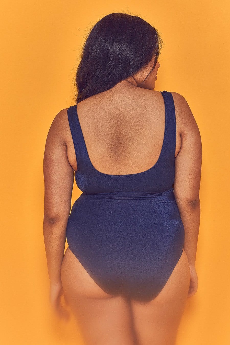 BettyliciousUK Wolf and Whistle Navy Belted Swimsuit Plus Size
