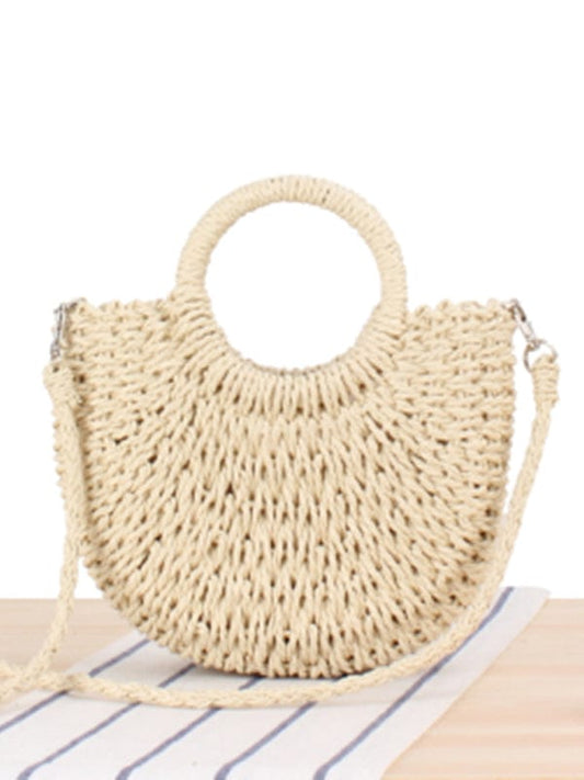 kakaclo Bags Cream / F Half round straw woven bag beach hand woven bag holiday women's bag