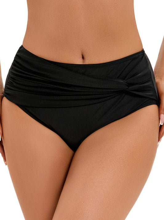 kakaclo Black / S women's conservative swim trunks pleated swimming trunks